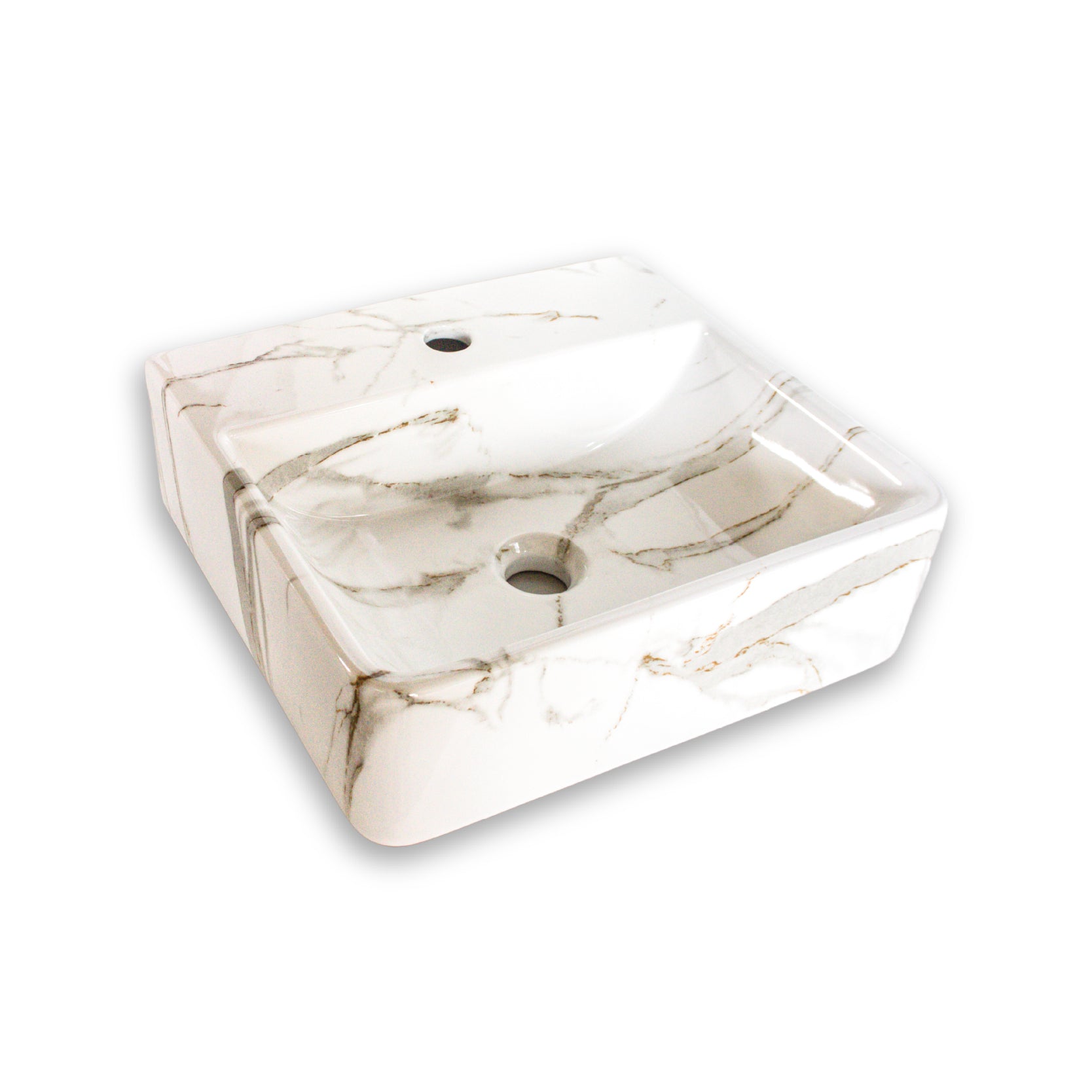 Bowl Loza (196A-1) Mod. Cuadrado Marmoleado Negro C/Blanco 51X43X13 - Fratelli